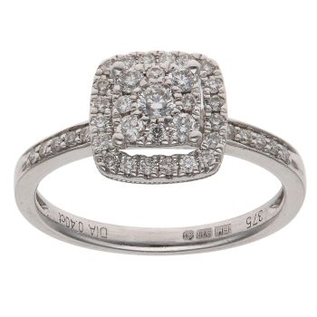 9ct White Gold 0.40ct Brilliant Cut Diamond Cluster Ring