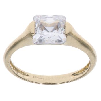 14ct Yellow Gold Cubic Zirconia Single Stone Ring