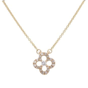 9ct Yellow Gold 0.35ct Diamond Quatrefoil Pendant and Integral Chain 16" by Anya Belle