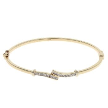 9ct Yellow Gold Cubic Zirconia Hinged Bangle