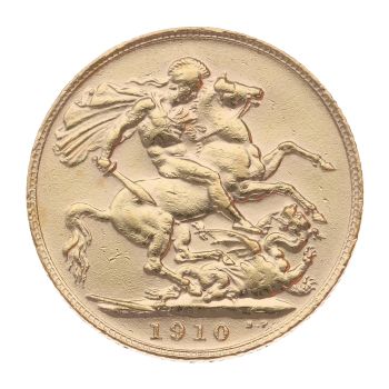 1910 Edward VII Large Head UK Full Sovereign Coin