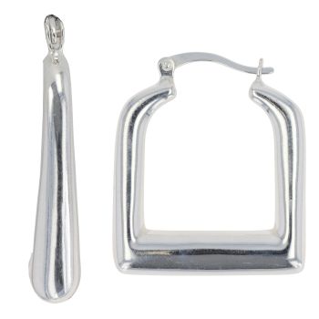 Silver Square Handbag Hoop Earrings By Icesia