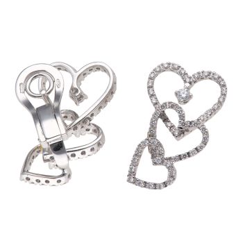 18ct White Gold 0.65ct Brilliant Cut Diamond Heart Earrings