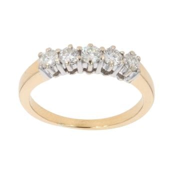 18ct Yellow Gold 0.50ct Brilliant Cut Five Stone Diamond Ring