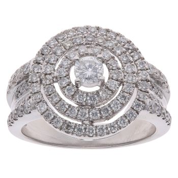 9ct White Gold 1.25ct Brilliant Cut Diamond Cluster Ring