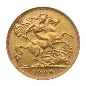 1909 Edward VII Large Head UK Half Sovereign Coin