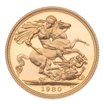 1980 Elizabeth II Decimal Portrait Llantrisant UK Full Sovereign Coin