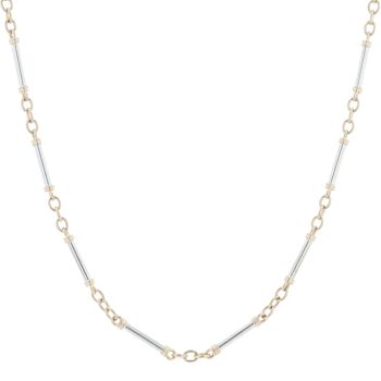 9ct Yellow And White Gold Fancy Bar Link Chain 18"