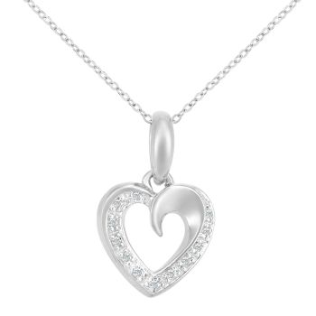 9ct White Gold Diamond Heart Pendant Necklace