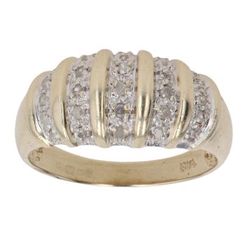 9ct Yellow Gold 0.25ct Brilliant Cut Diamond Five Row Ring
