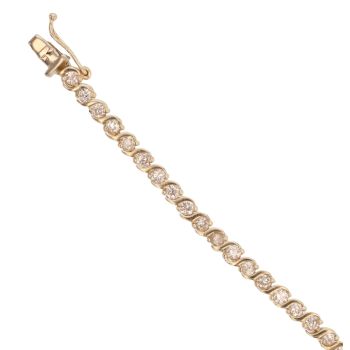 14ct Yellow Gold Cubic Zirconia Tennis Bracelet 7"