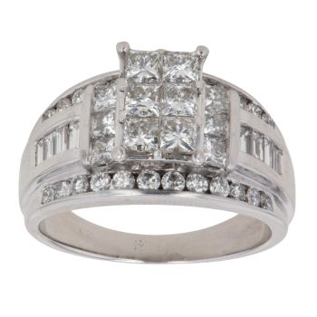 14ct White Gold 2.00ct Brilliant, Princess and Baguette Cut Diamond Fancy Ring