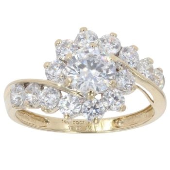 14ct Yellow Gold Cubic Zirconia Twist Ring