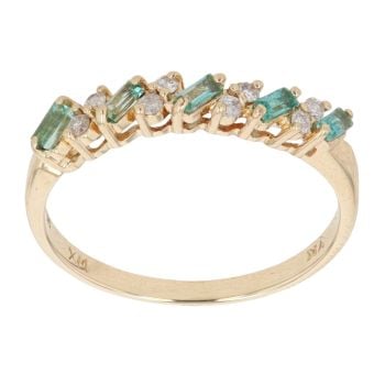 18ct Yellow Gold 0.10ct Diamond and Emerald Dress Ring