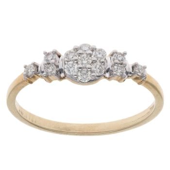 9ct Yellow Gold 0.25ct Brilliant Cut Diamond Cluster Ring