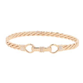 9ct Yellow and White Gold Patterned Hook Hinged Bangle