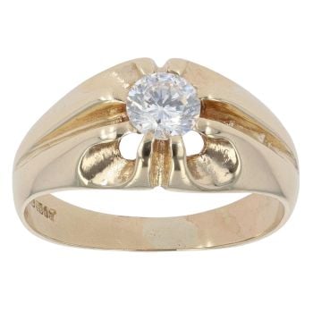 9ct Yellow Gold Cubic Zirconia Signet Ring