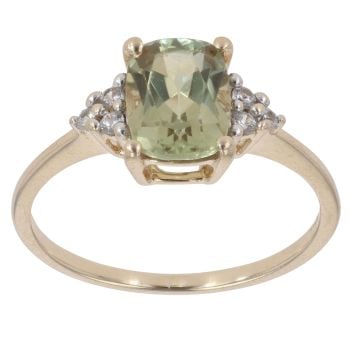 9ct Yellow Gold 0.05ct Diamond And Peridot Ring