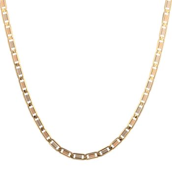 18ct Yellow White and Rose Gold Bar Link Fancy Chain 20"