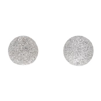 Silver Frosted Ball Stud Earrings By Icesia