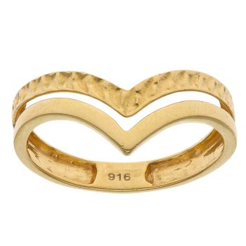 22ct Yellow Gold Duo Wishbone Ring