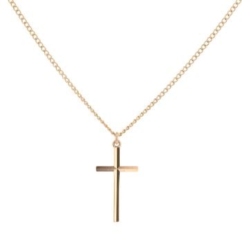 9ct Yellow Gold Cross Pendant And Chain 16"