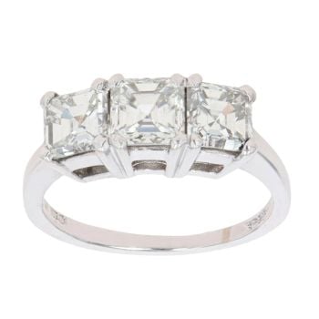 18ct White Gold 1.50ct Asscher Cut Diamond Trilogy Ring