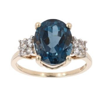 9ct Yellow Gold Sapphire And Cubic Zirconia Ring