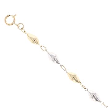 9ct Yellow and White Gold Bead Fancy Bracelet 7.5"