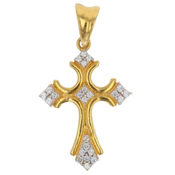22ct Yellow Gold Cubic Zirconia Corss Pendant