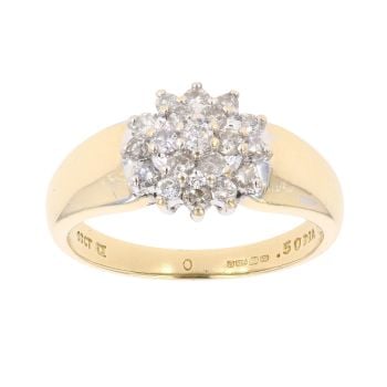 18ct Yellow Gold 0.50ct Brilliant Cut Diamond Cluster Ring