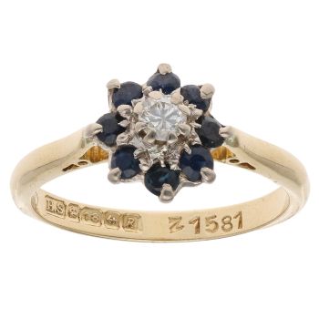 18ct Yellow Gold 0.10ct Diamond and Sapphire Ring