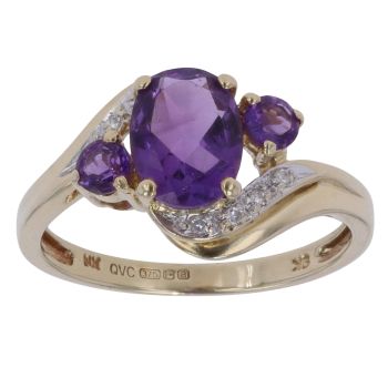 9ct Yellow Gold 0.05ct Diamond Three Stone Ring