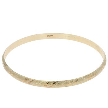 14ct Yellow Gold Patterned Lines Bangle
