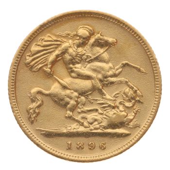 1896 Victoria Old Head UK Half Sovereign Coin