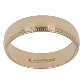 18ct Yellow Gold Milgrain Wedding Band 4.8mm