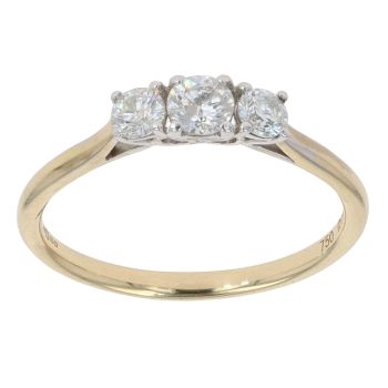 18ct Yellow Gold 0.50ct Diamond Trilogy Ring