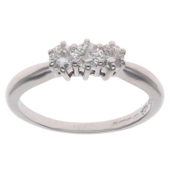 18ct White Gold 0.50ct Brilliant Cut Diamond Trilogy Ring