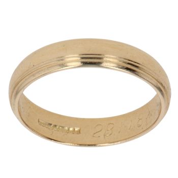 18ct Yellow Gold Grooved Edges Wedding Band 4mm