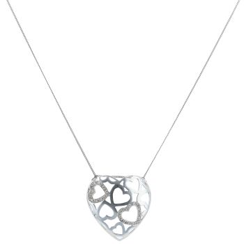 9ct White Gold 0.10ct Diamond Heart Pendant and Chain 18"