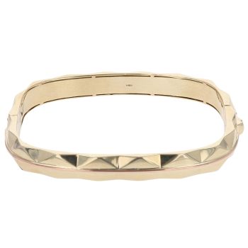 9ct Yellow and Rose Gold Diamond Cut Hinged Clogau Bangle
