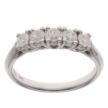 18ct White Gold 0.65ct Brilliant Cut Diamond Five Stone Ring