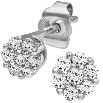 9ct White Gold 0.25ct Diamond Cluster Stud Earrings
