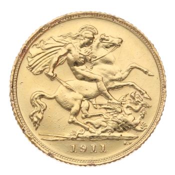 1911 George V Large Head Australia Half Sovereign Coin