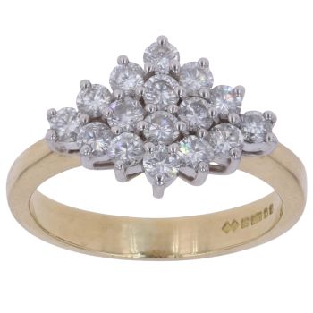 18ct Yellow Gold 1.00ct Brilliant Cut Diamond Cluster Ring