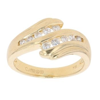 18ct Yellow Gold 0.30ct Brilliant Cut Diamond Wave Ring