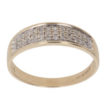 9ct Yellow Gold 0.25ct Brilliant Cut Diamond Three Row Ring
