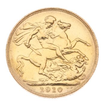 1910 Edward VII Large Head UK Full Sovereign Coin