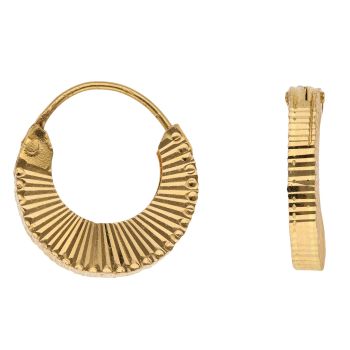 22ct Yellow Gold Sunburst Hoop Earrings