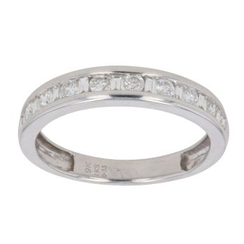 9ct White Gold 0.33ct Brilliant And Baguette Cut Diamond Fancy Ring
